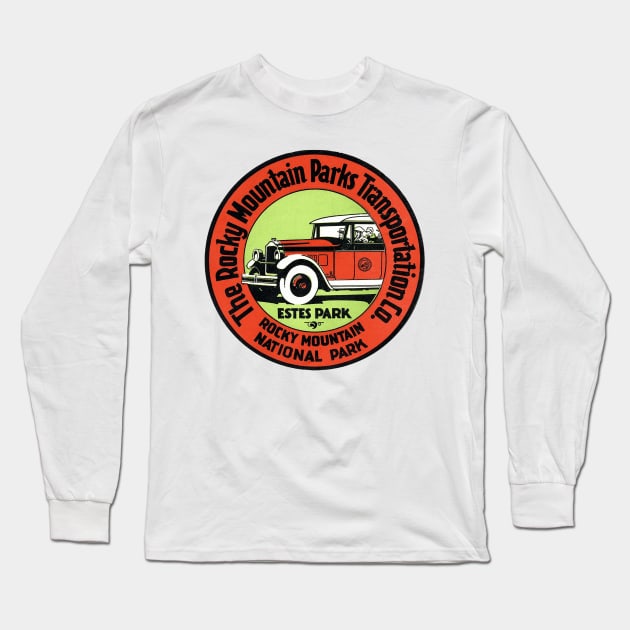 Vintage Rocky Mountain National Park Logo (Transportation Co.) Long Sleeve T-Shirt by Naves